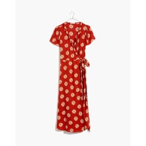 Madewell Red Floral Print Wrap Midi‎ Dress Short Sleeve Casual